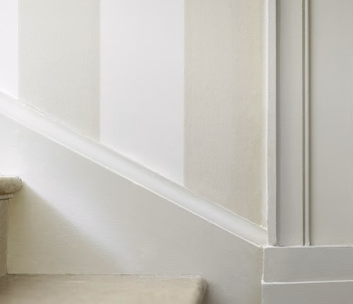 Обои Little Greene Painted Papers Broad Stripe - Icing 0286BSICING фото в интерьере